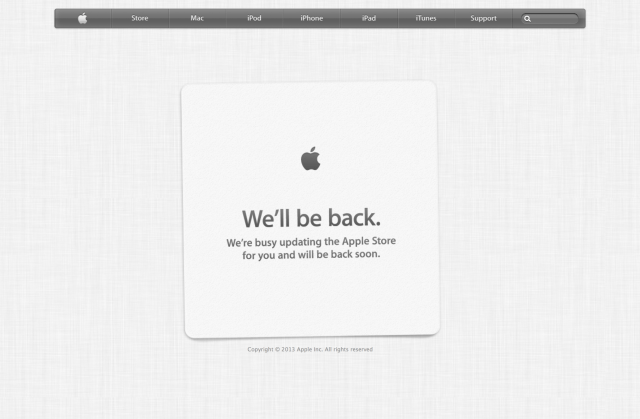 Apple Online Store Goes Down Ahead of iPhone 5s Launch at 12:01 PT Tonight