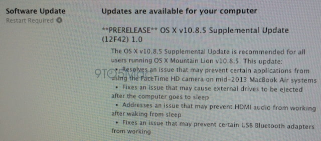 Apple to Release OS X Mountain Lion 10.8.5 Supplemental Update