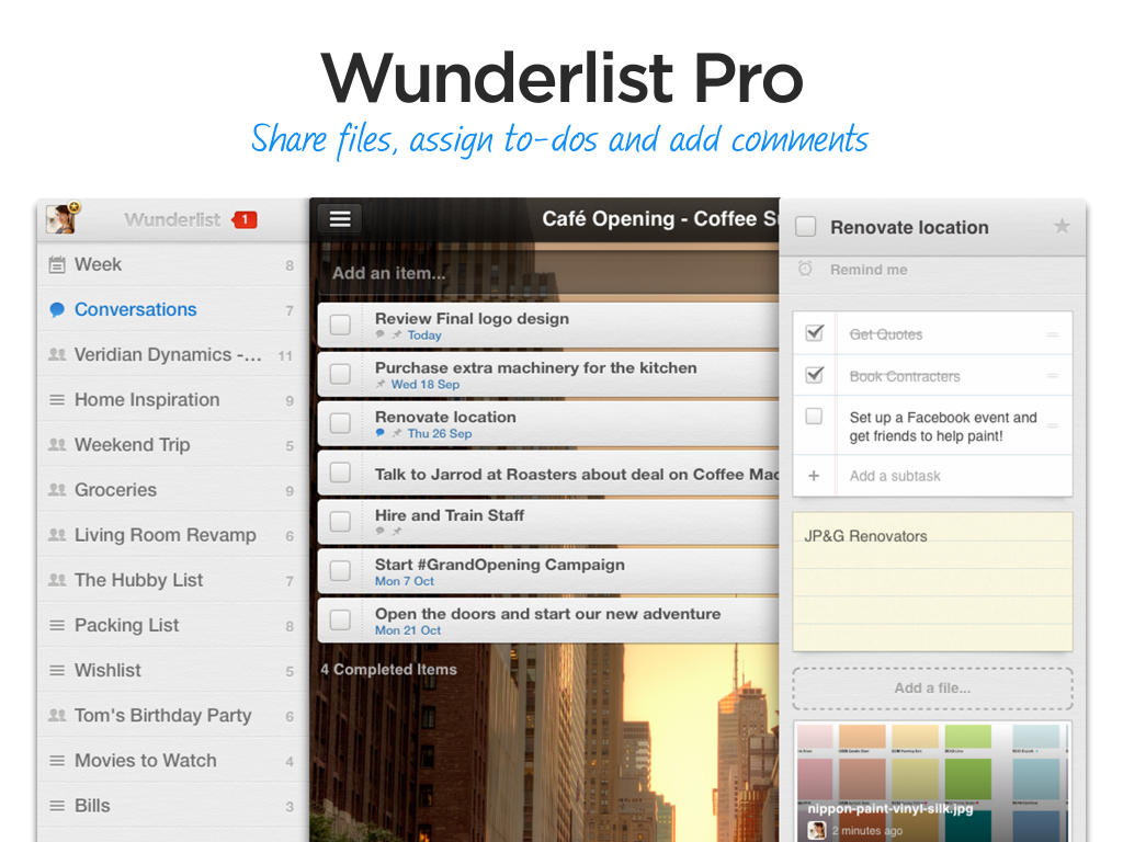 Wunderlist Pro Gets Comments, Free Trial