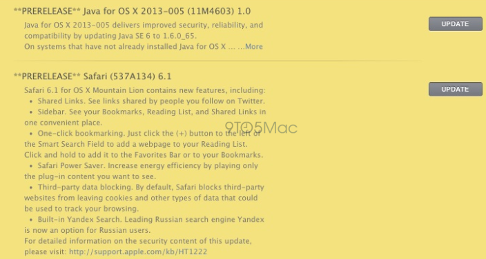 Apple Seeds Prerelease Builds of OS X 10.8.5, iTunes 11.1.1, Safari 6.1 to Employees