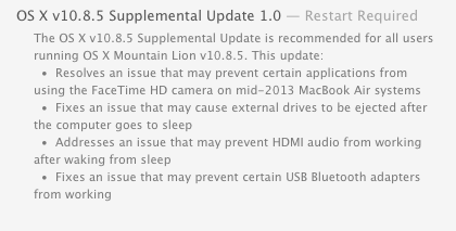 Apple Releases OS X 10.8.5 Supplemental Update, iTunes 11.1.1