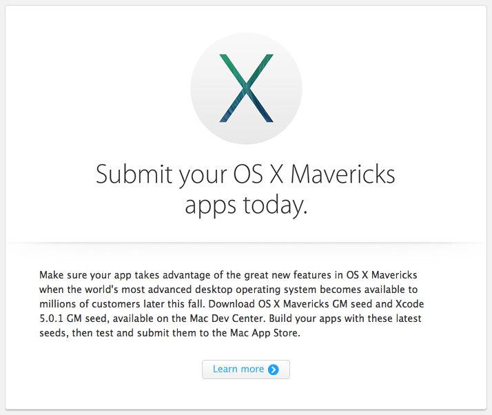 Apple Asks Developers to Submit OS X Mavericks Apps