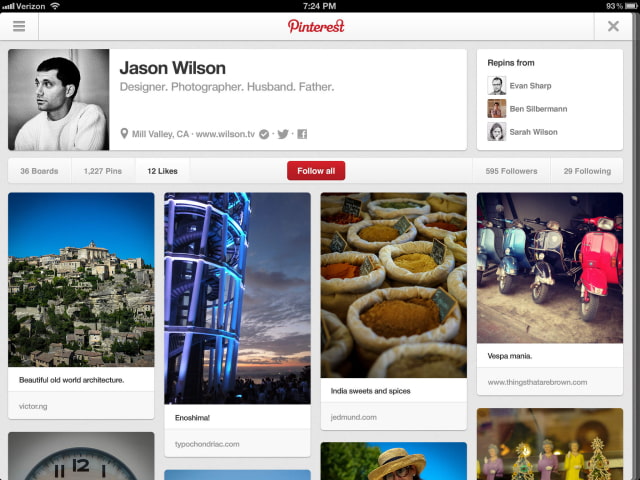 Pinterest 3.0 Released for iOS 7, Lets You Swipe Between Pins