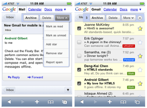 Major Gmail Revision for iPhone Browser