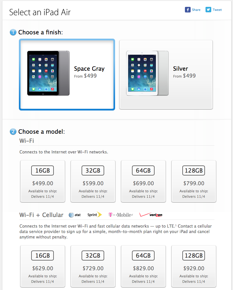 iPad Air Online Orders Go Live in the U.S. and Canada