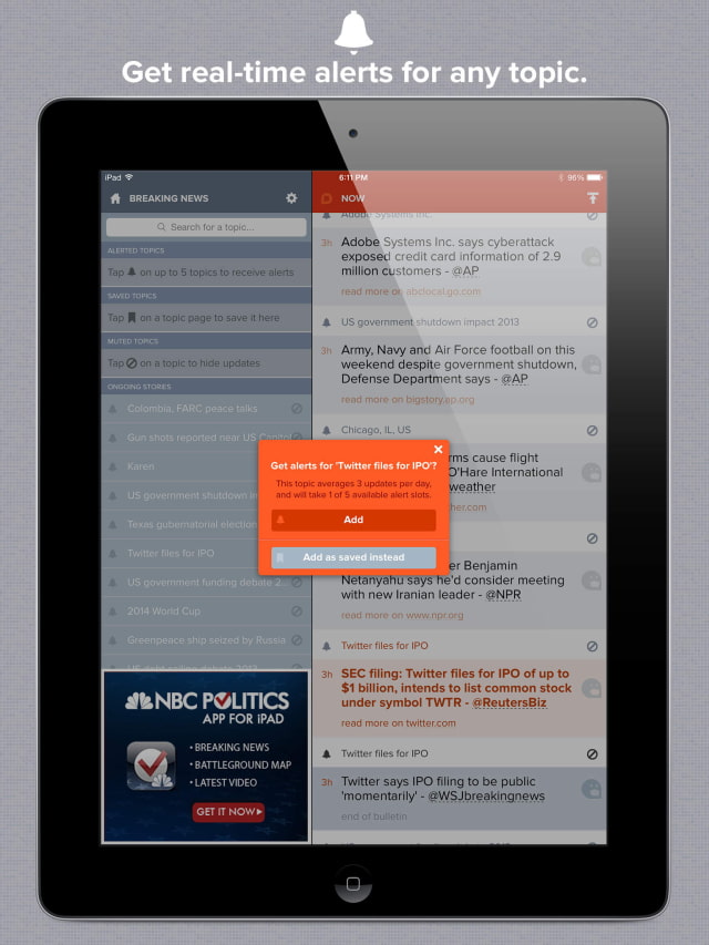 NBC Breaking News App Gets New iOS 7 Design, Real-Time Alerts