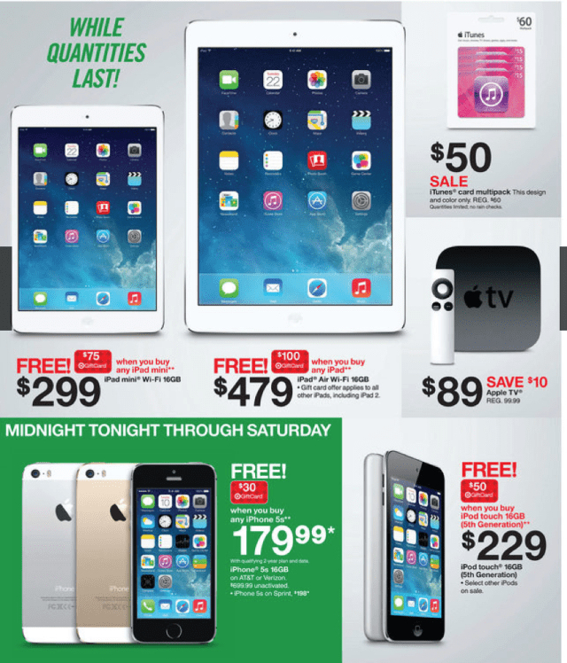Target Unveils Black Friday Shopping Deals, Offers Gift Card With iPad, iPhone or iPod Purchase