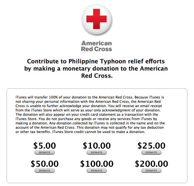 Apple is Now Accepting Donations for Philippine Typhoon Relief Efforts via iTunes