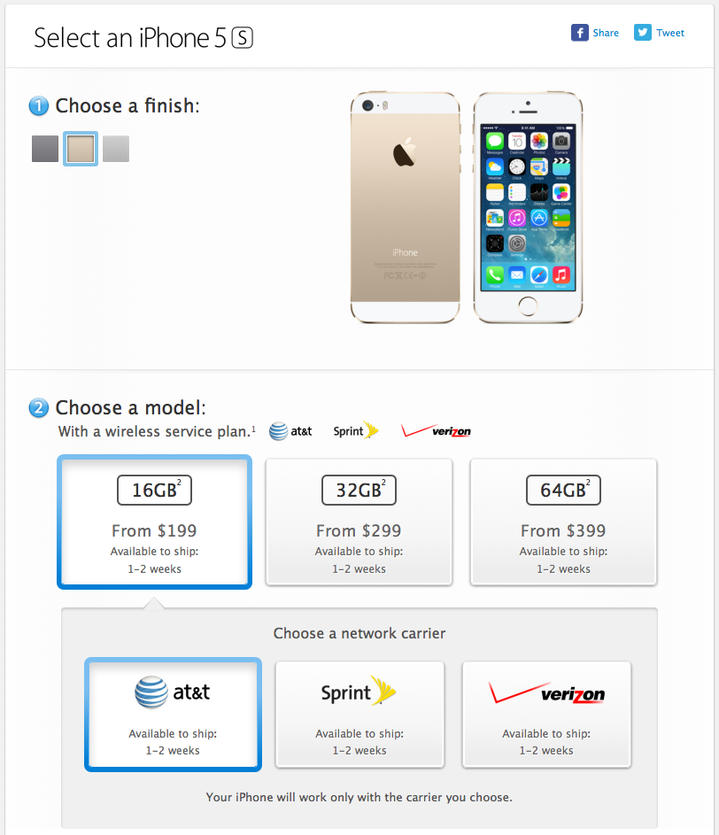 The iPhone 5s is Now Available to Ship in 1-2 Weeks
