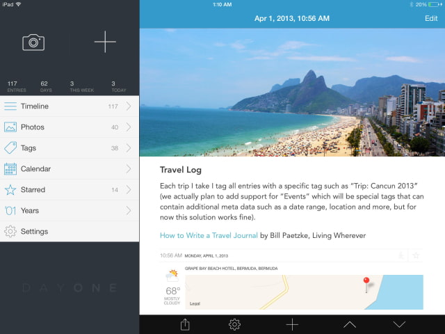 Day One Journal App Gets Updated iOS 7 Design, M7 Activity Data Tracking