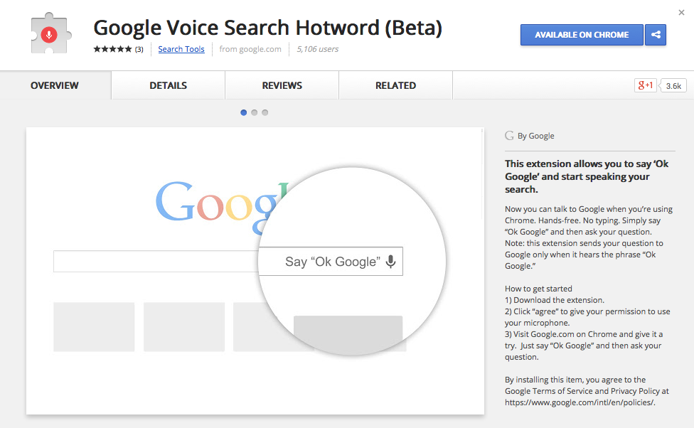 Official &#039;Ok Google&#039; Extension for Chrome Enables Hands-Free Search [Video]