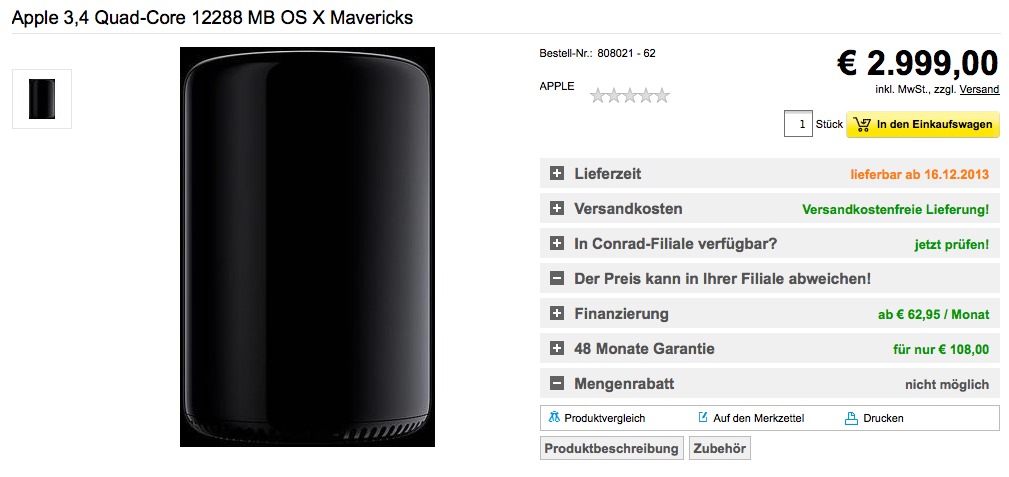 German Retailer Claims New Mac Pro Will Be Available December 16th, Begins Taking Pre-Orders