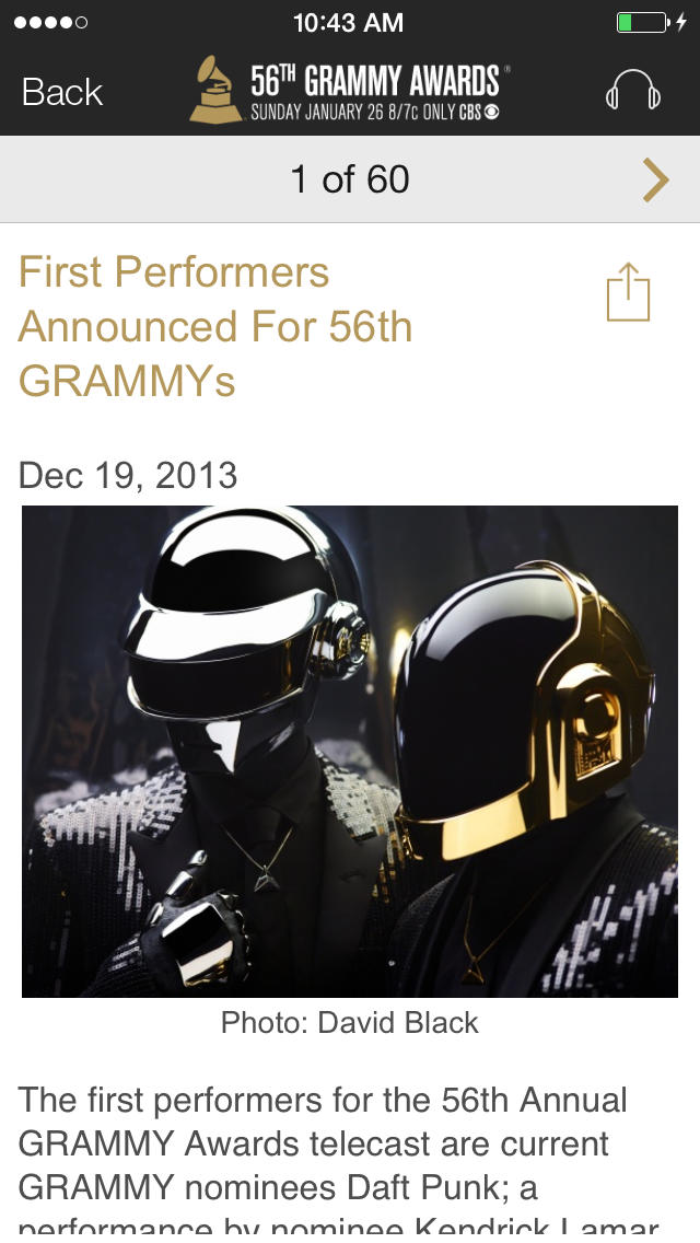 Official GRAMMYs App Gets Updated for The 56th GRAMMY AWARDS