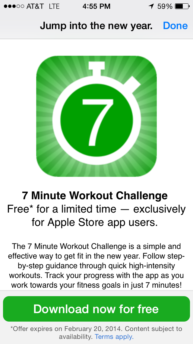 Apple Store App Offers &#039;7 Minute Workout Challenge&#039; Fitness App For Free