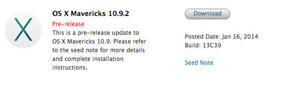 Apple Seeds Second Beta of OS X Mavericks 10.9.2 to Developers