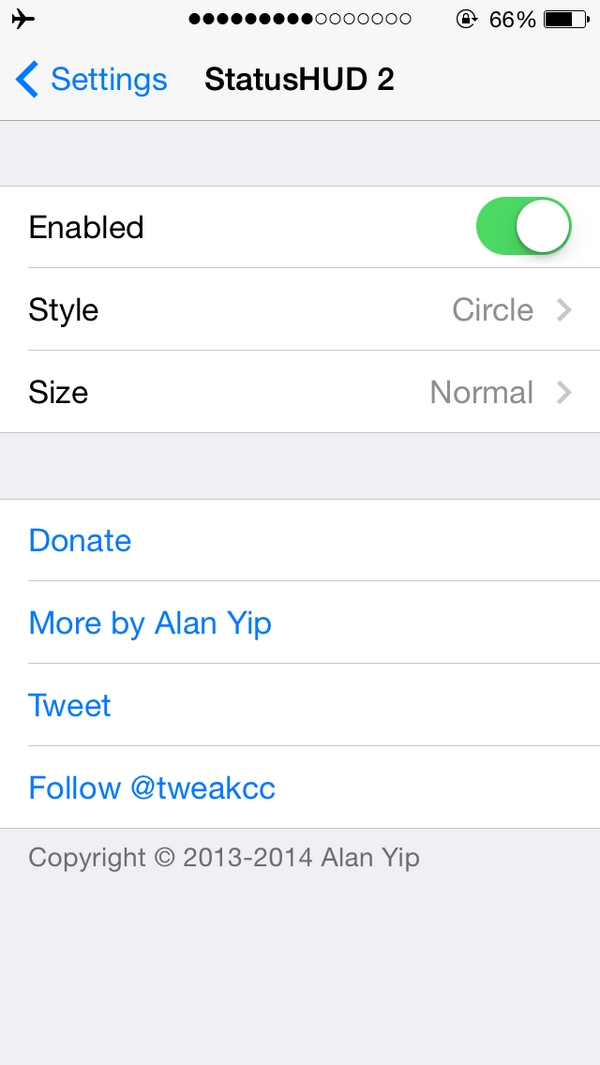 StatusHUD Tweak Now Free, Updated For iOS 7 and ARM64 Devices
