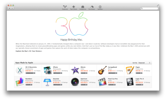 Apple Brings Special &#039;Happy Birthday, Mac&#039; Section to Mac App Store 
