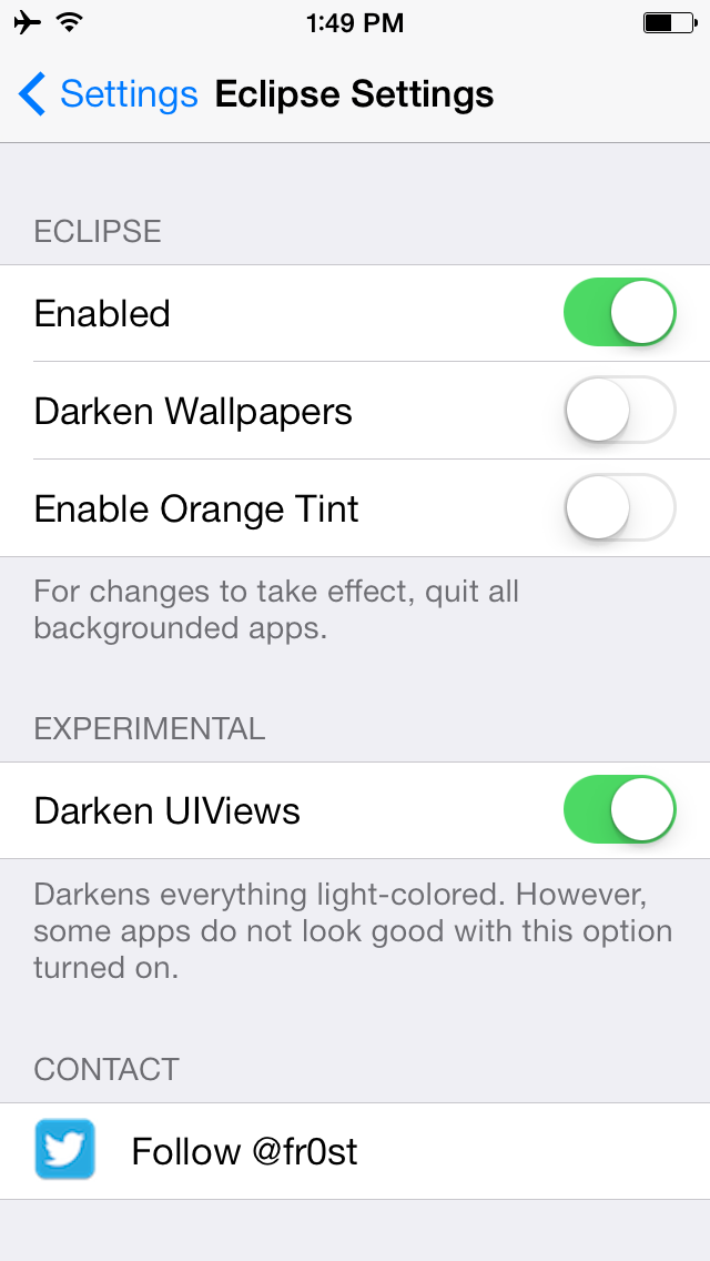 Eclipse Brings System-Wide Night Mode to iOS 7 [Images] 