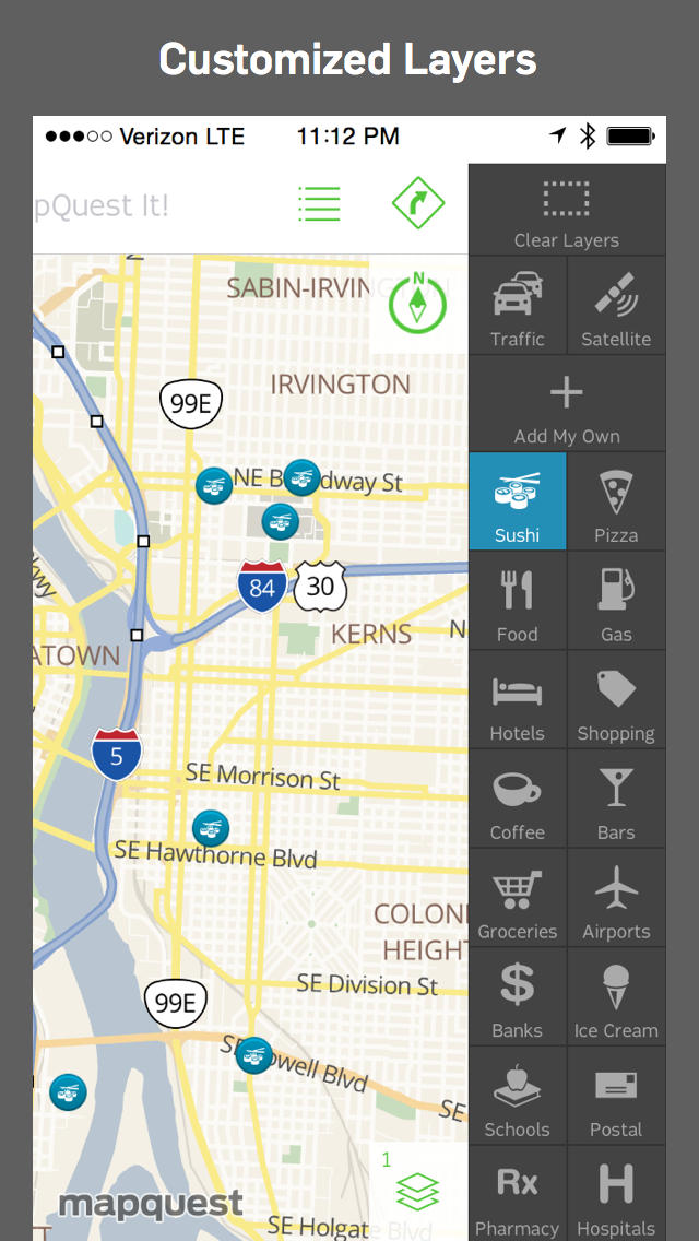 MapQuest Improves Layout of Navigation Screen, Adds Category Shortcuts to Search Screen