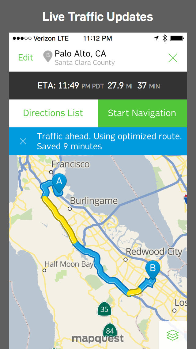 MapQuest Improves Layout of Navigation Screen, Adds Category Shortcuts to Search Screen
