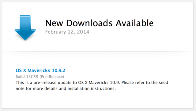 Apple Seeds New Build of OS X Mavericks 10.9.2 to Developers