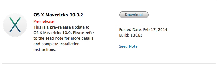 Apple Seeds Developers With New Build of OS X Mavericks 10.9.2