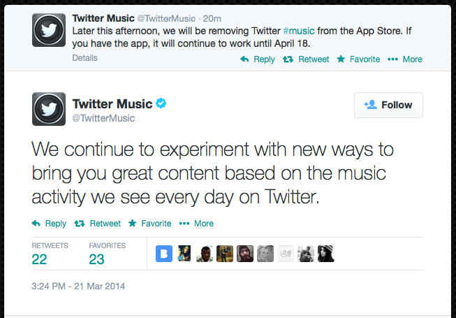 Twitter is Removing &#039;Twitter #Music&#039; From the App Store Today