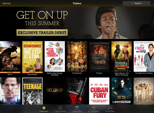 iTunes Movie Trailers App Gets Updated With Notifications for Favorites, AirDrop Sharing, More