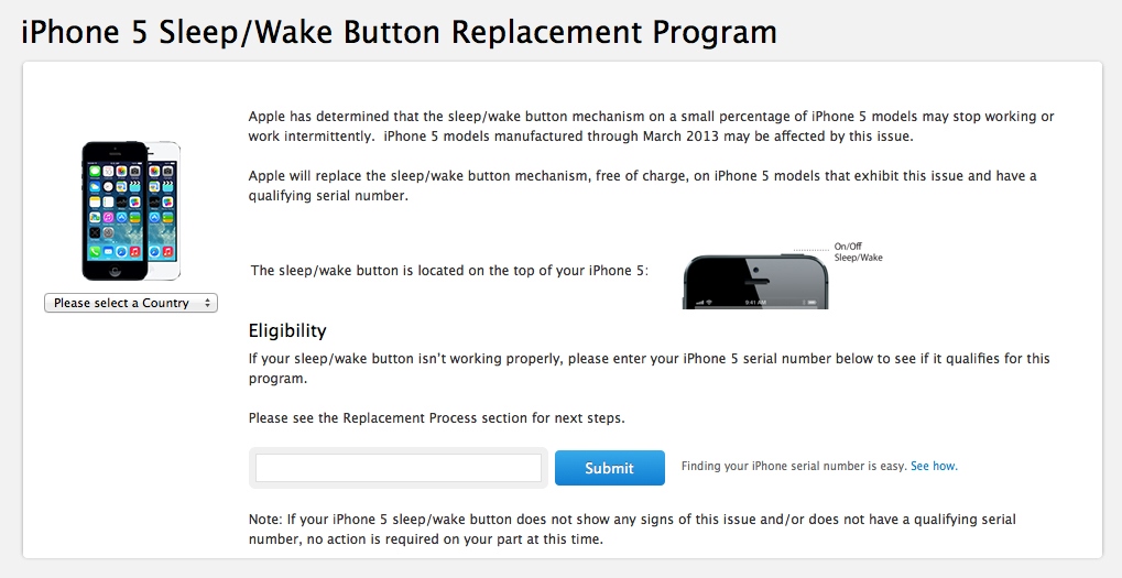 Apple Launches iPhone 5 Sleep/Wake Button Replacement Program