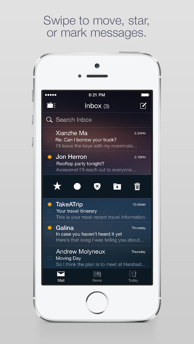 Yahoo Mail App Enhanced With News, Search, and Snapshots of Weather, Sports, More