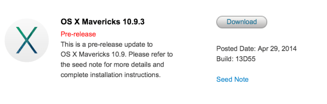 Apple Seeds New Build of OS X Mavericks 10.9.3 to Developers