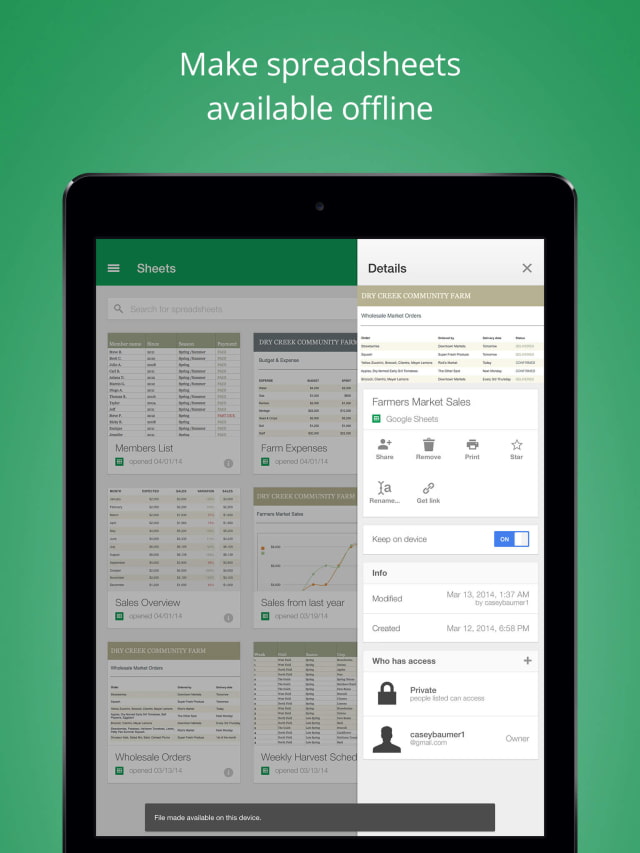 New &#039;Google Sheets&#039; Spreadsheets App Released for iOS