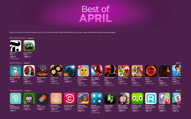 Apple Launches New Monthly &#039;Best of&#039; Section on the App Store
