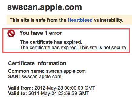 Apple Neglects to Renew SSL Certificate Causing Issues With OS X Software Update
