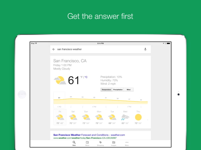Google Search App Adds Swipe Right Gesture for History on iPad