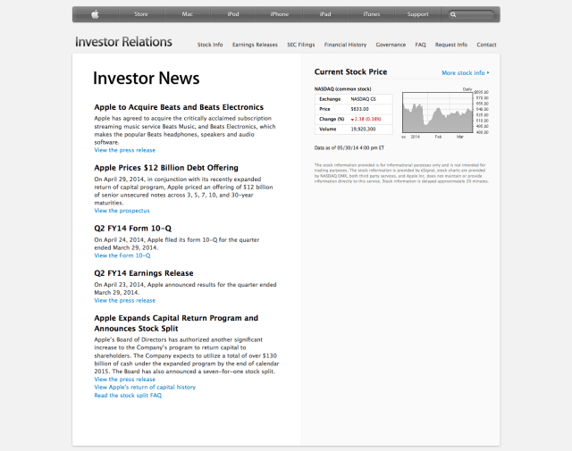Apple Redesigns Its Investor Relations Site Apple Redesigns Its Investor Relations Site