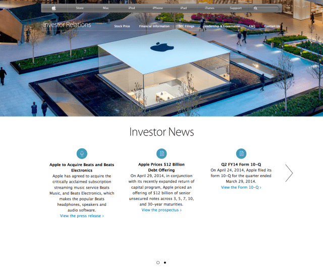 Apple Redesigns Its Investor Relations Site Apple Redesigns Its Investor Relations Site