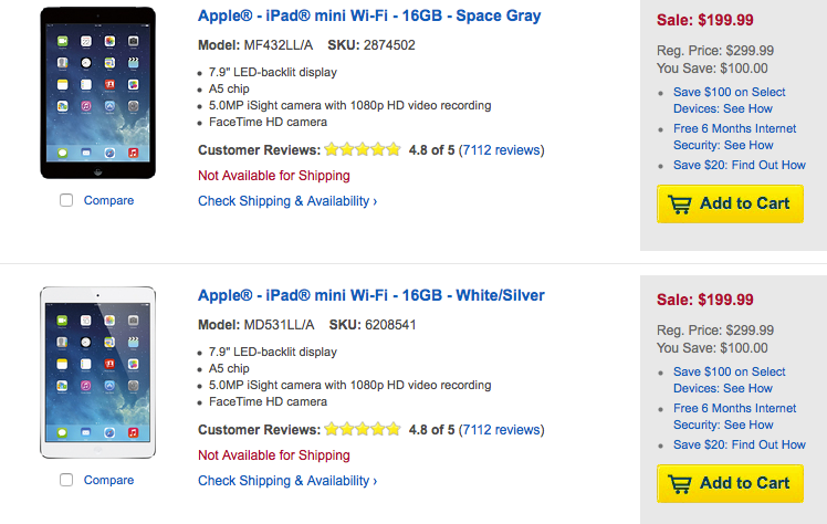 Best Buy Offering Non-Retina iPad Mini for $199