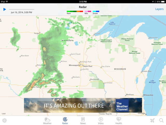 The Weather Channel App for iPad Has Been Redesigned With an iOS 7 Aesthetic
