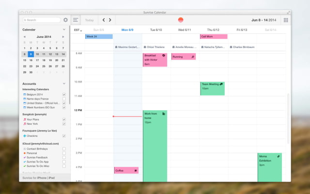 Sunrise Calendar Launched for Mac OS X