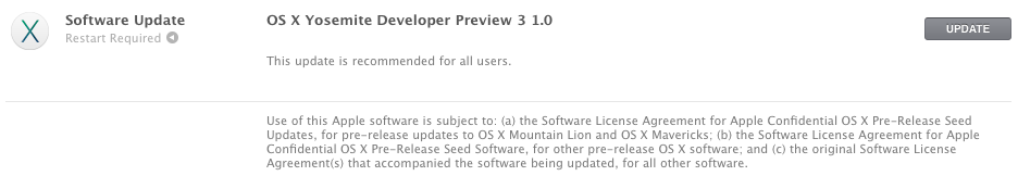Apple Releases OS X 10.10 Yosemite Preview 3 to Developers