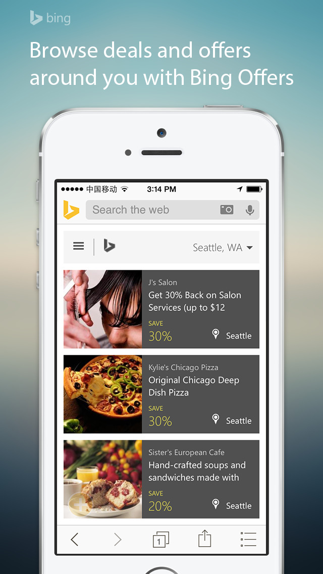 Bing Search App Now Lets Your Browse Nearby Bing Offers, Sync Images to Bing Desktop