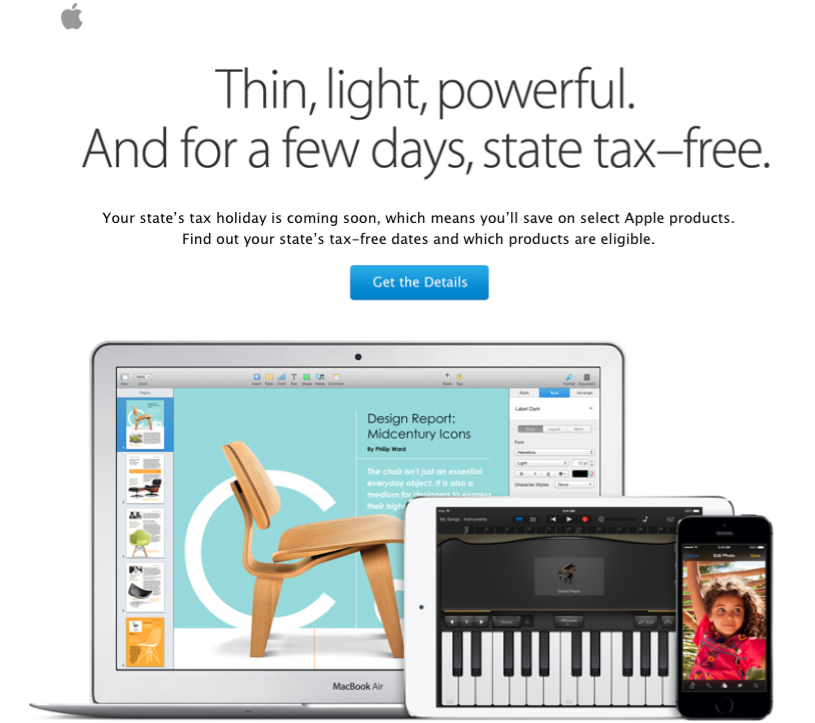 Apple Reminds Customers of Tax Free Period in Select US States