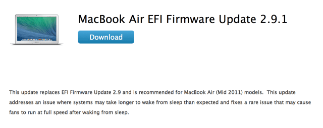 Apple Releases MacBook Air EFI Firmware Update 2.9.1