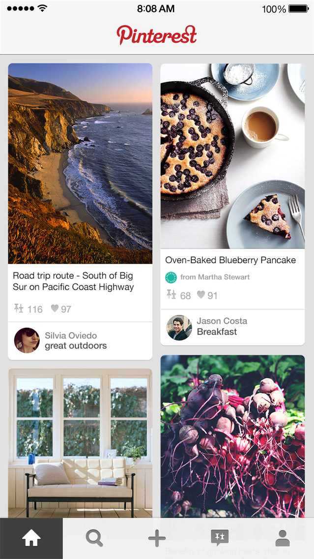 Pinterest App Gets Support for Larger iPhone 6 Screens, Pin From Safari