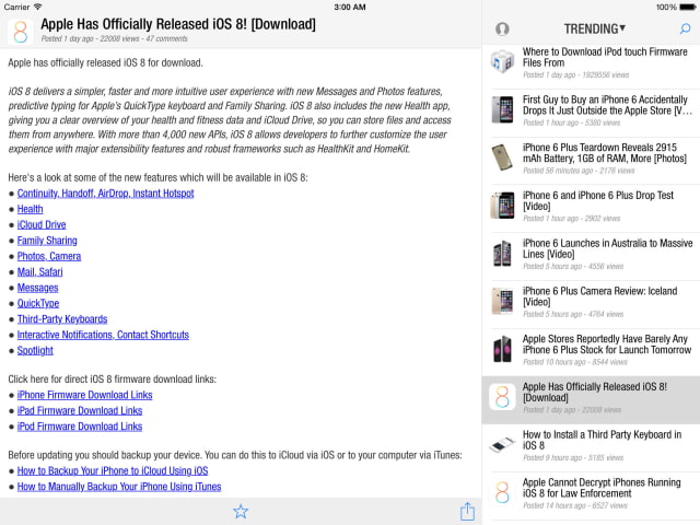 Official iClarified App Updated for iOS 8, Gets iPhone 6 Support, Push Fix, Much More [Download]