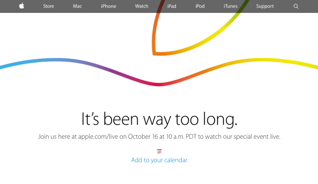 Apple Confirms It Will Live Stream October 16th Special Event