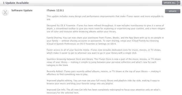Apple Releases iTunes 12.0.1 for Download