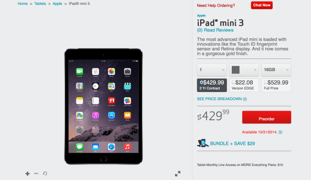 AT&amp;T &amp; Verizon Begin Taking Pre-Orders for the New iPad Air 2, iPad Mini 3