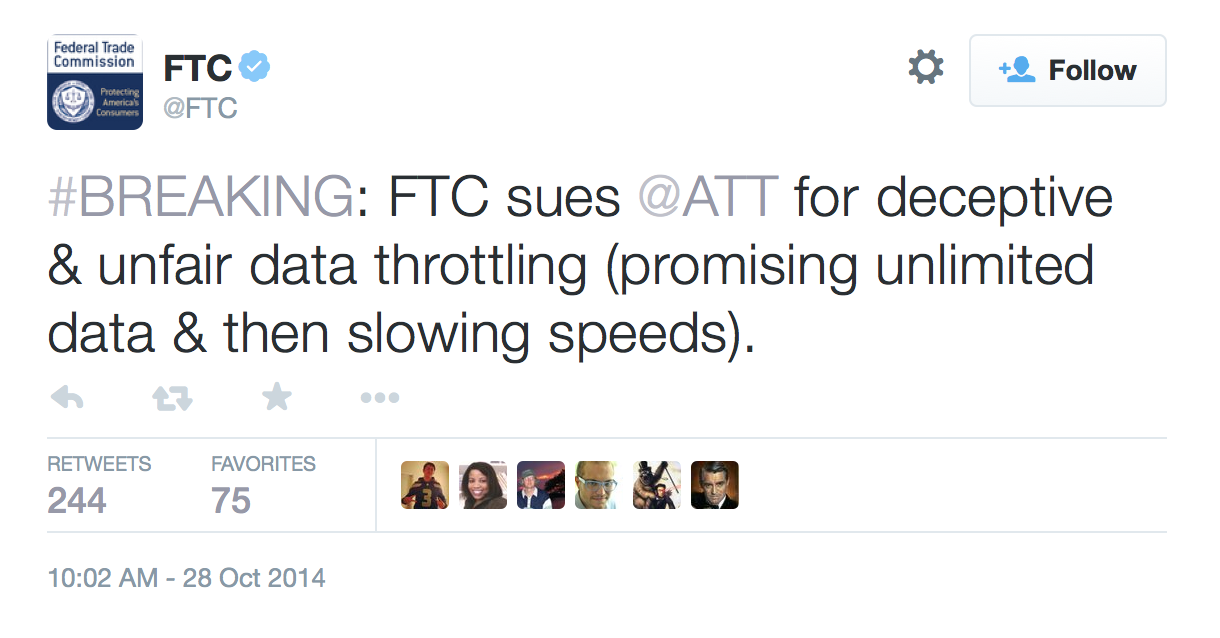FTC Sues AT&amp;T for Deceptive and Unfair Throttling of Users on &#039;Unlimited&#039; Plans